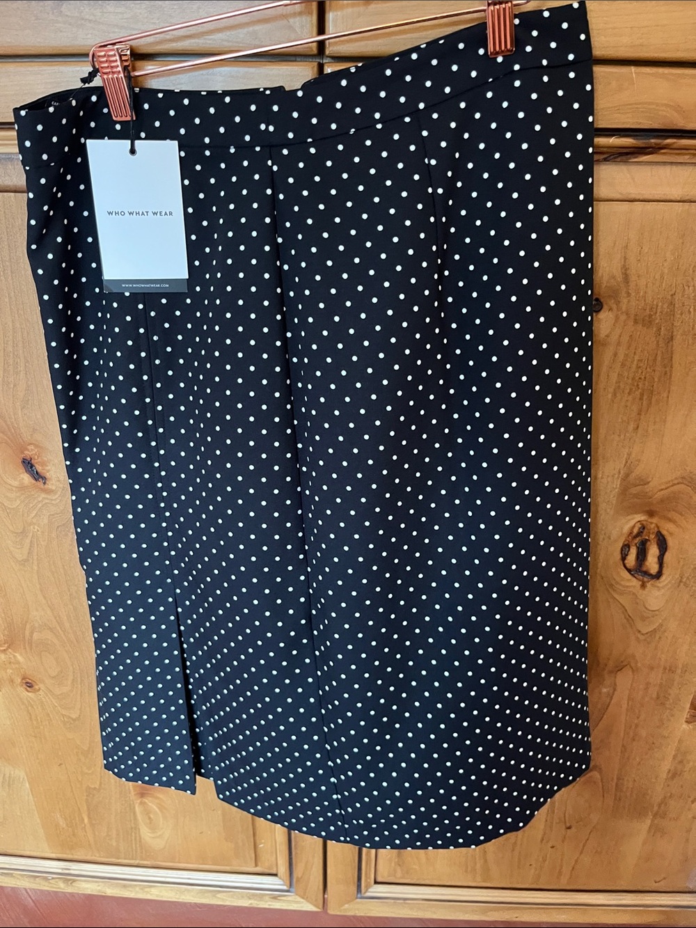 Who What Wear Black and White Polka Dot Pencil Skirt